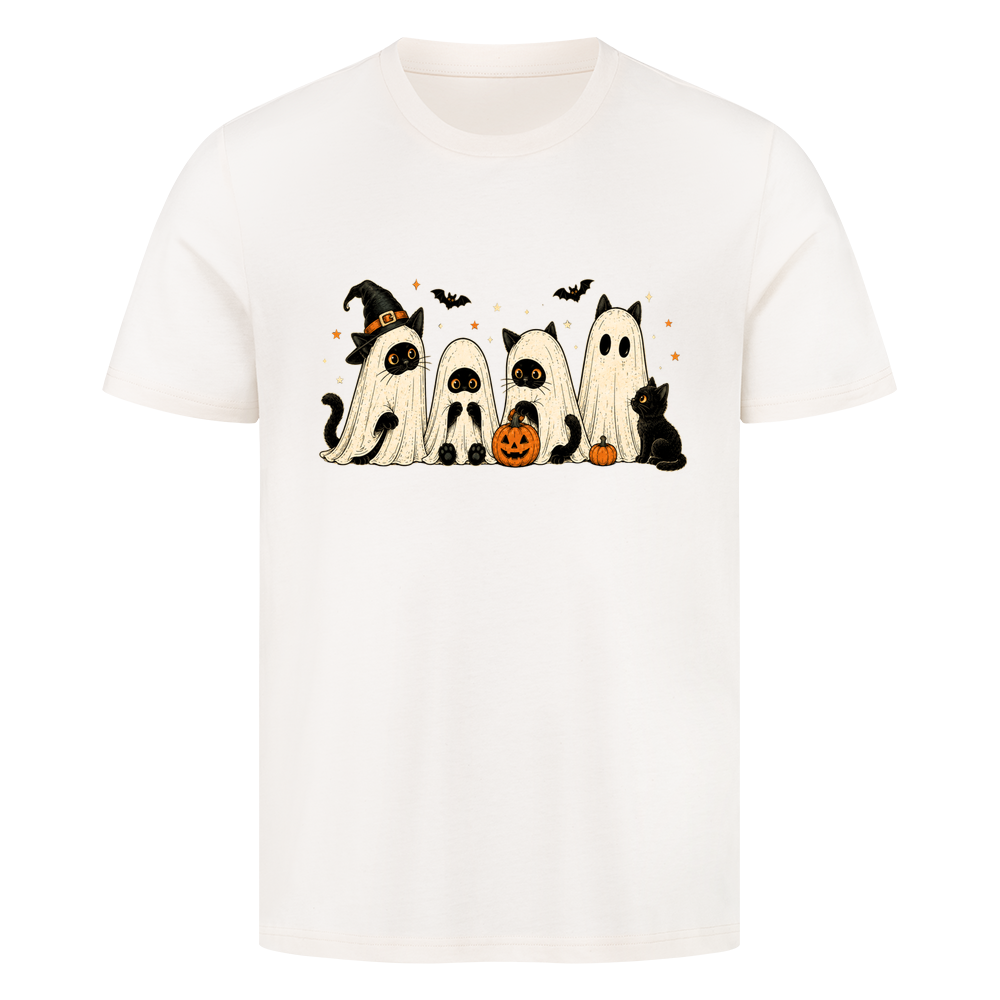 Halloween-Katzenreihe mit Kürbissen T-Shirt
