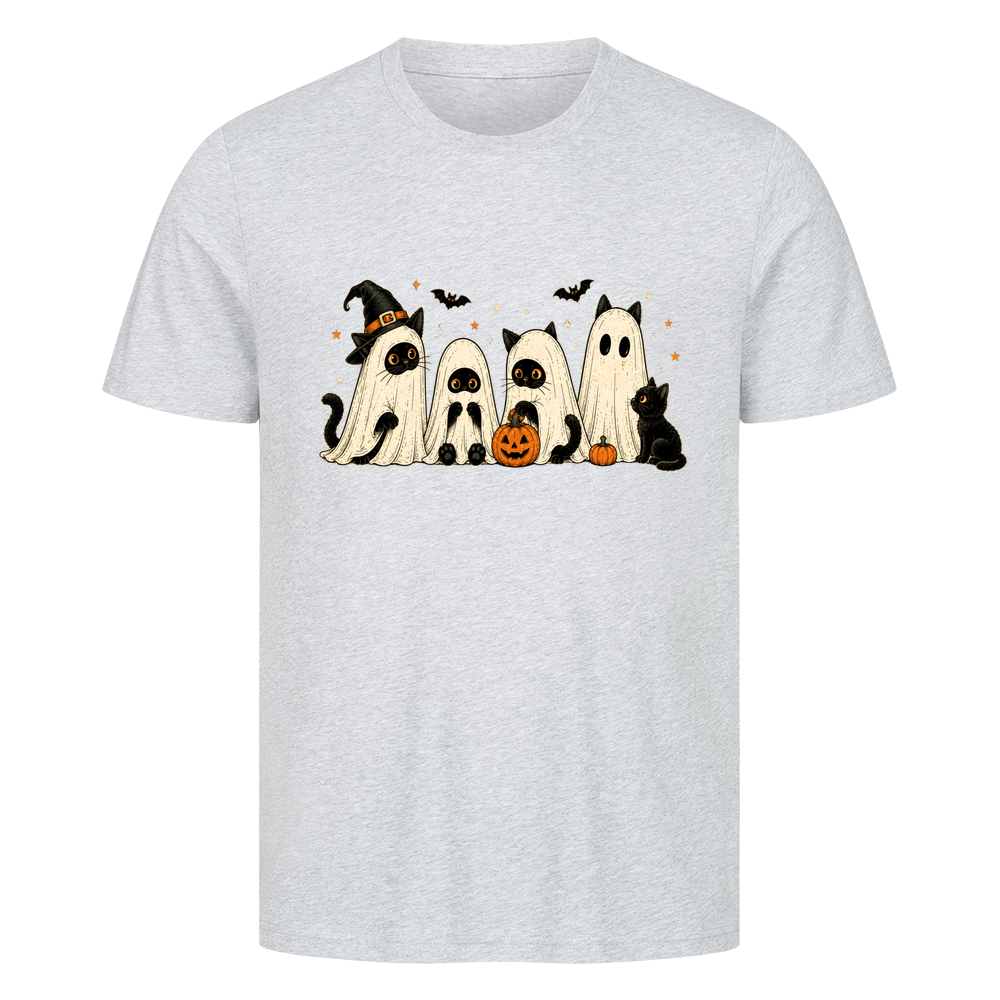 Halloween-Katzenreihe mit Kürbissen T-Shirt