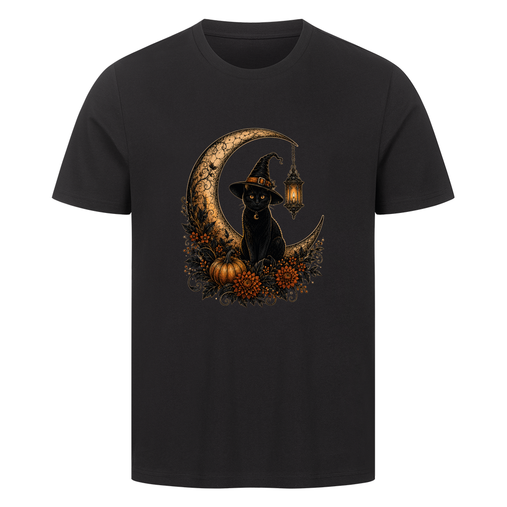 Hexenkatze auf dem Sichelmond T-Shirt