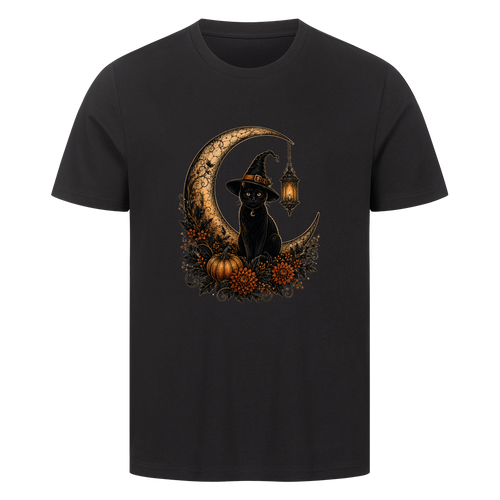 Hexenkatze auf dem Sichelmond T-Shirt