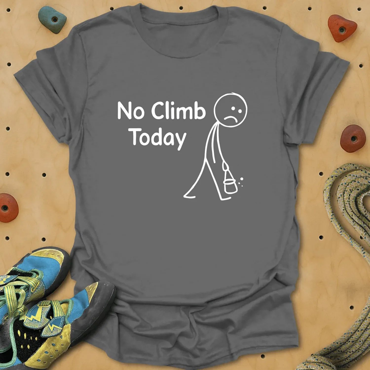 No Climb Today Tee - Charcoal