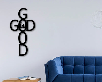God Bless Our Home Metal Sign Cross Religious Decor God Bless Spiritual Decor Religious God Is Good Metal Sign Wall Hanger - 10 inches - metal sign