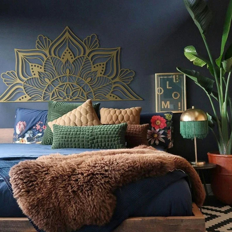 Metal Mandala Wall Art Metal Wall Decor Mandala Wall Art Gift for her Gift for him Bedroom Wall Decor Yoga Lotus Flower Gifts - 10 inches - metal sign