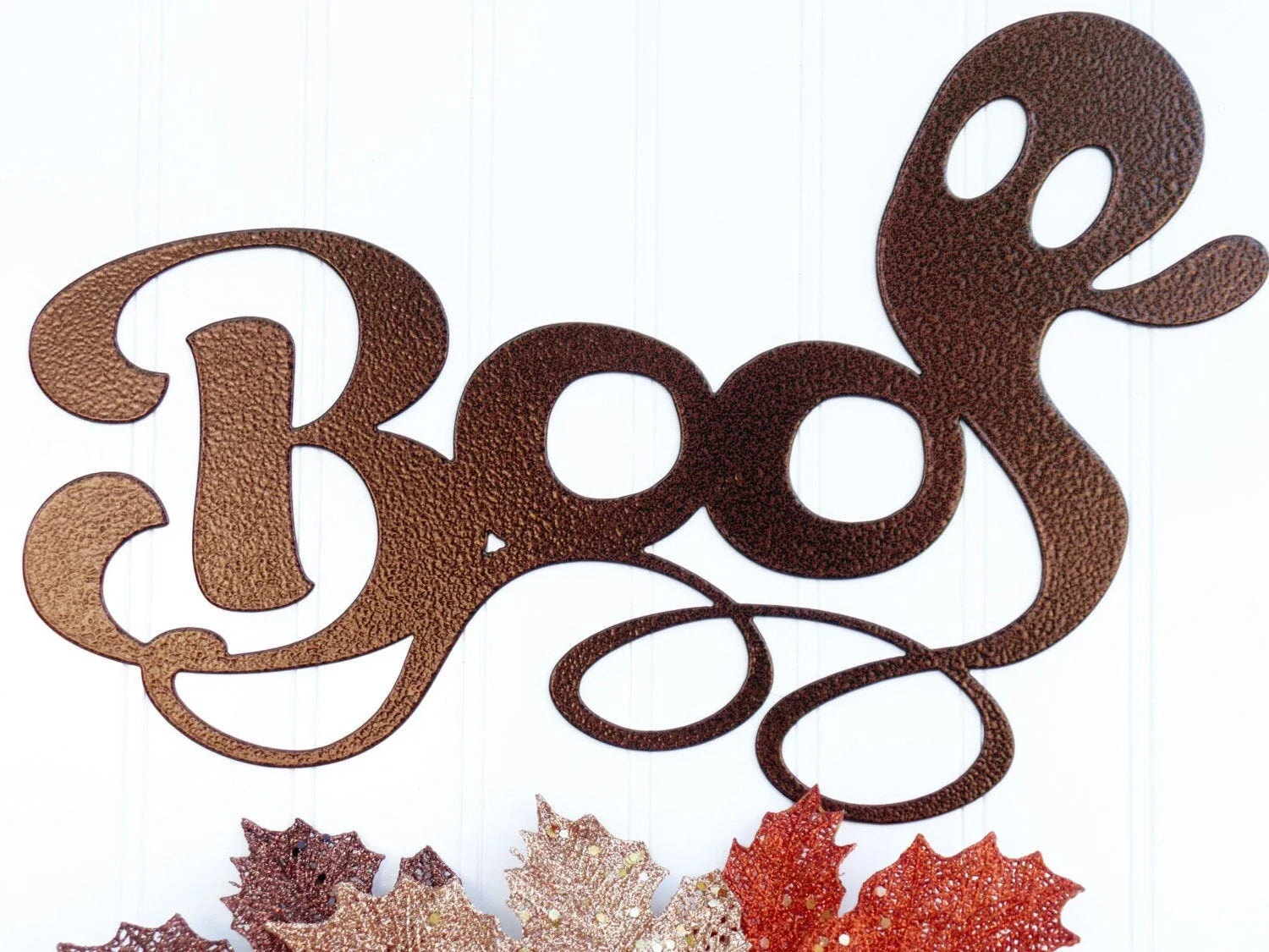 Boo Ghost Halloween Metal Sign Copper Halloween Decor Boo Outdoor Door Sign Halloween Saying - 10 inches - metal sign
