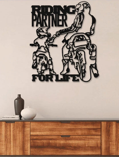 Father And Son Riding Partner For Life Metal House Sign - 10 inches - metal sign
