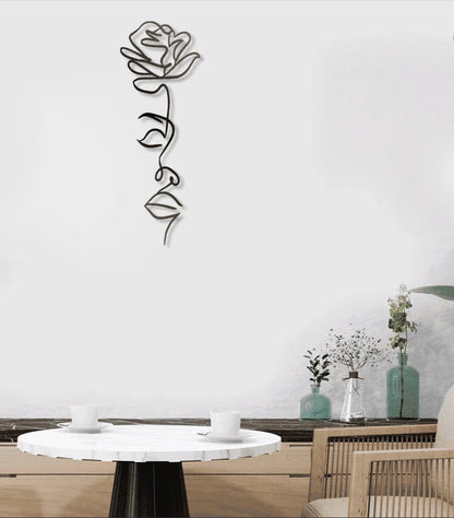 Rose Face Line Art Metal House Sign - 10 inches - metal sign