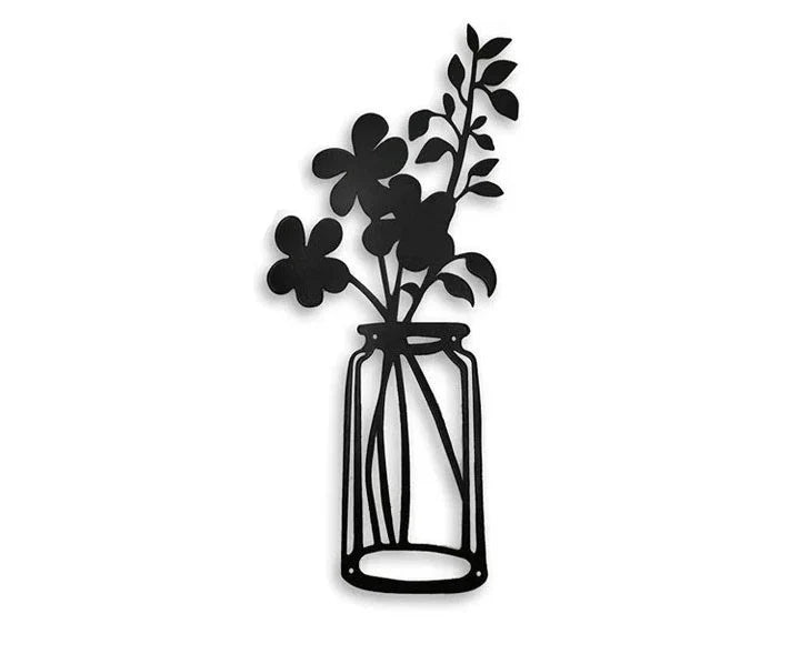 Metal Flowers Wall Decor Metal Wall Sculpture for Patio Balcony Black Metal Wall Decor Art for Living Room Bathroom Bedroom Dining Room - 10 inches - metal sign