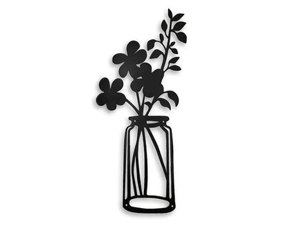 Metal Flowers Wall Decor Metal Wall Sculpture for Patio Balcony Black Metal Wall Decor Art for Living Room Bathroom Bedroom Dining Room - 10 inches - metal sign