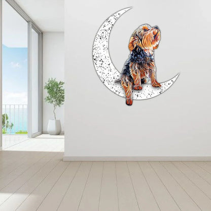 Dog Metal Sign Yorkshire Terrier Sit On The Moon Gift for Dog Lover - 10 inches - metal sign