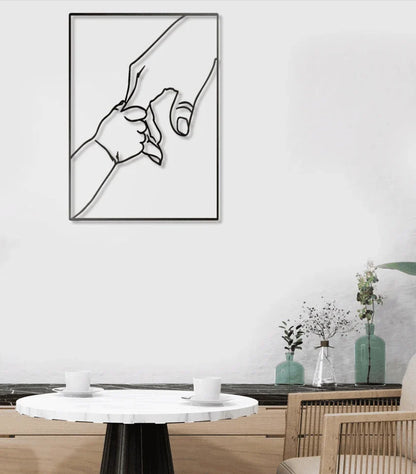 Father and Son Holding Hands Line Art Metal House Sign - 10 inches - metal sign