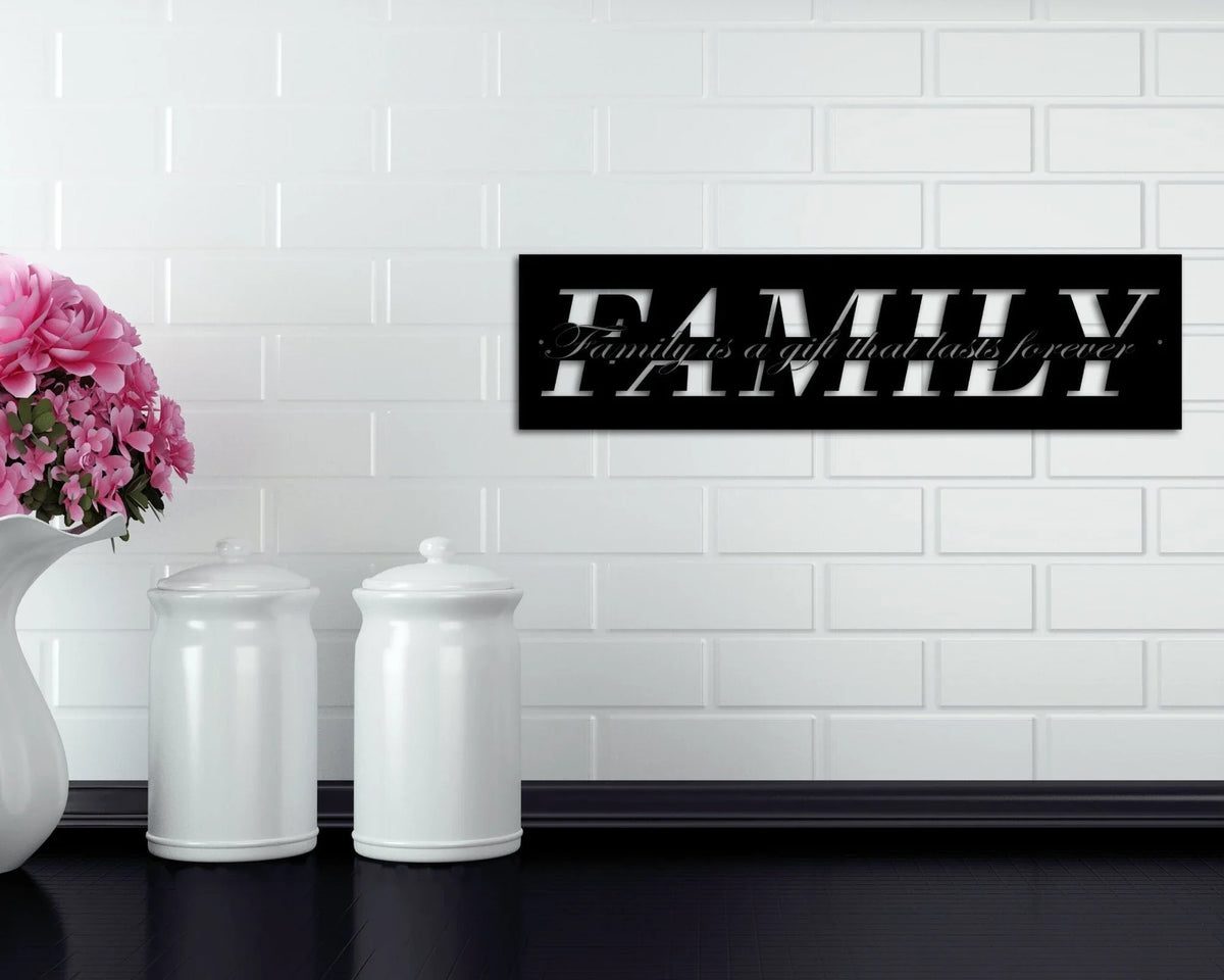 Family Sign Family Metal Sign Family Wall Decor Thanksgiving Decor Family Word Sign Metal Cut Out Family Sign Family Dining Room Decor - 10 inches - metal sign