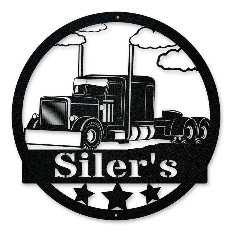 Construction Collection Big Rig Trucker 18 Wheeler Diesel Metal Sign Art Wall Decor Trucking Company - 10 inches - metal sign
