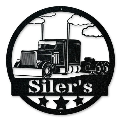 Construction Collection Big Rig Trucker 18 Wheeler Diesel Metal Sign Art Wall Decor Trucking Company - 10 inches - metal sign
