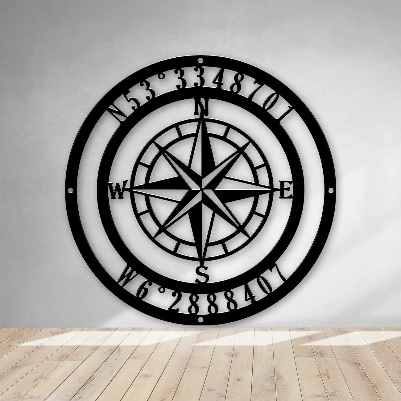 Nautical Compass Gps Coordinate Sign Cut Metal Sign Metal House Sign - 10 inches - metal sign