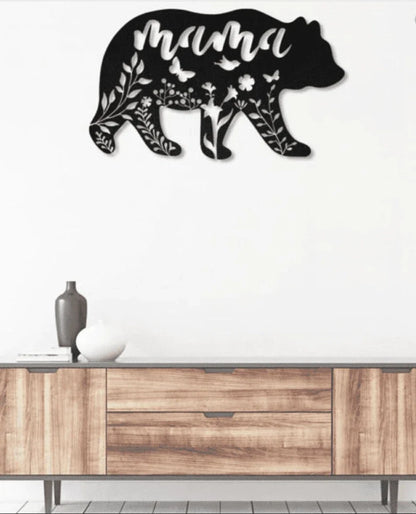 Mama Bear Flowers Metal House Sign - 10 inches - metal sign
