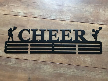 Cheer Medal Hanger Holder Display Rack 3 Rung Cut Metal Sign - 10 inches - metal sign