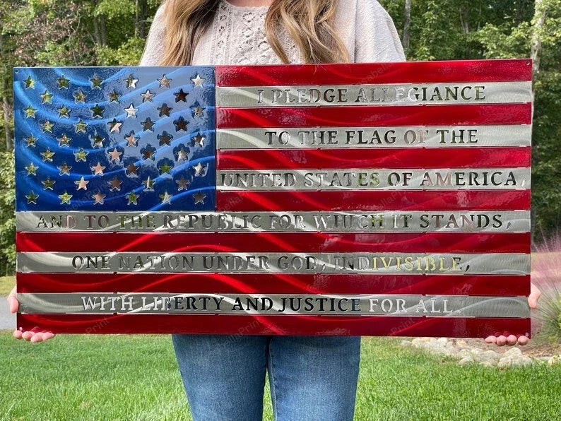 American Flag American Flag Sign us Flag Pledge Of Allegiance American Flag Wall Sign - 10 inches - metal sign