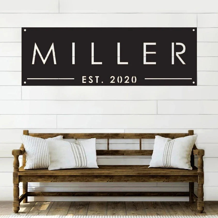 Family Name Est Metal Sign - 10 inches - metal sign