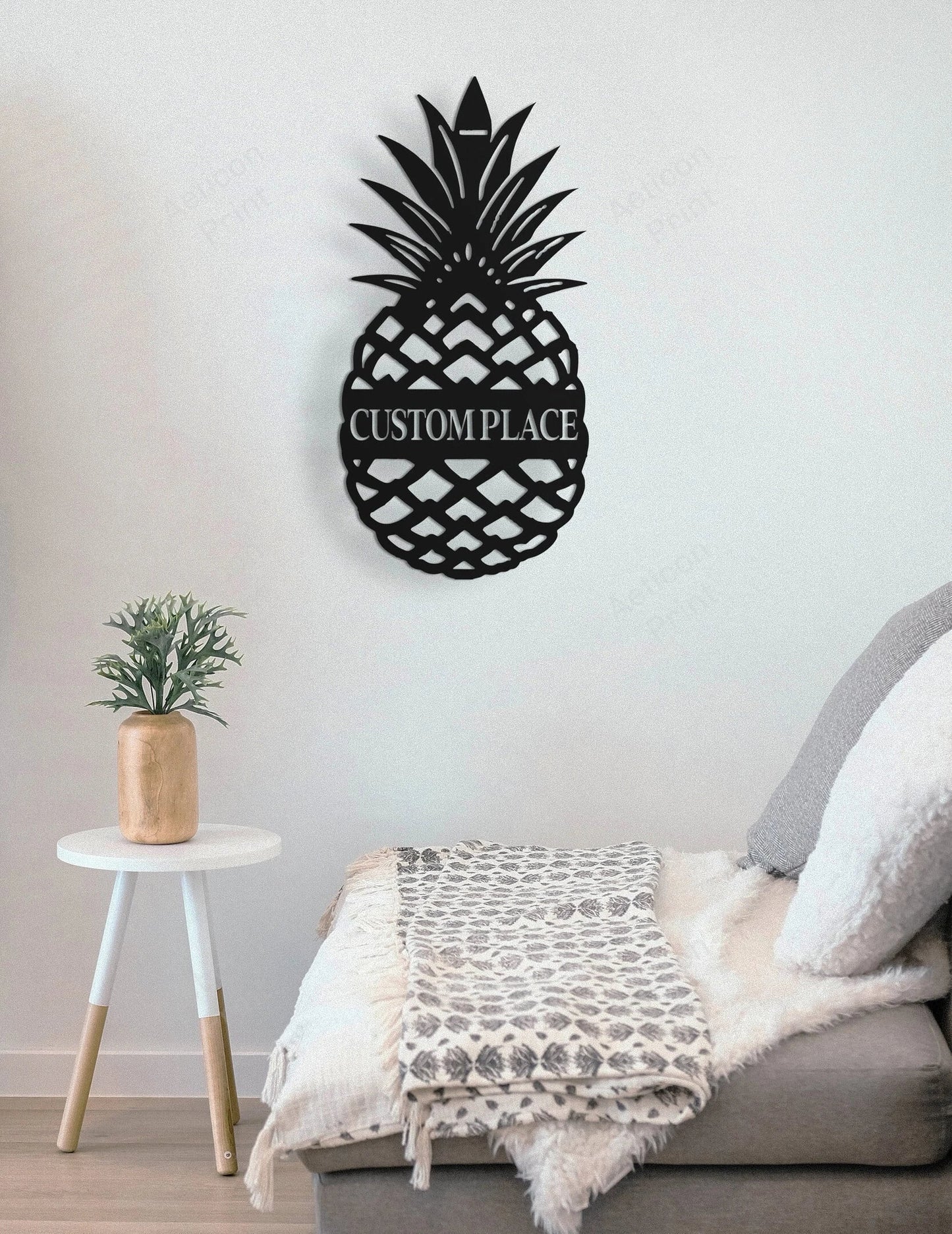 Hello Pineapple Front Door Sign Cut Metal Sign Metal House Sign - 10 inches - metal sign