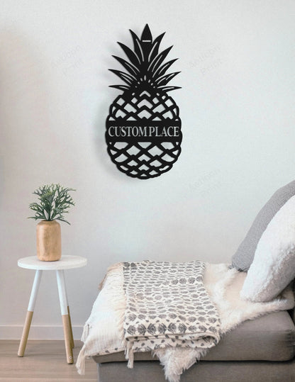 Hello Pineapple Front Door Sign Cut Metal Sign Metal House Sign - 10 inches - metal sign
