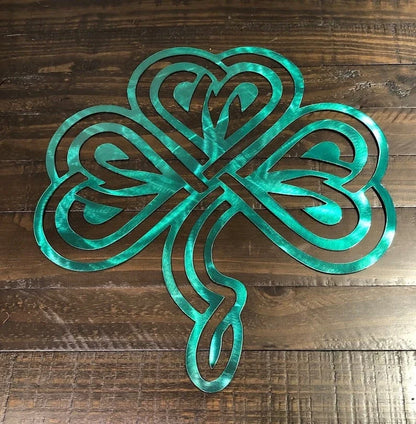 Celtic Shamrock Wreath Front Door Wreath Holiday Wall Decor Outdoor Four Leaf Clover Ireland St. - metal sign