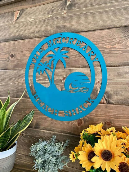 Beach Palm Trees In Sunset Metal Sign Cut Metal Sign Metal House Sign - 10 inches - metal sign