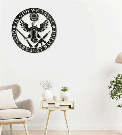 Eagle In God We Trust American Flag Metal House Sign - 10 inches - metal sign