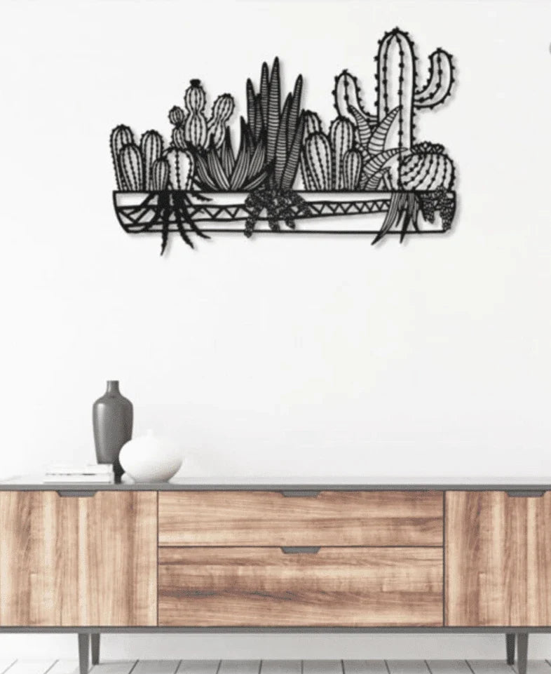 Cactus Natural Metal House Sign - 10 inches - metal sign