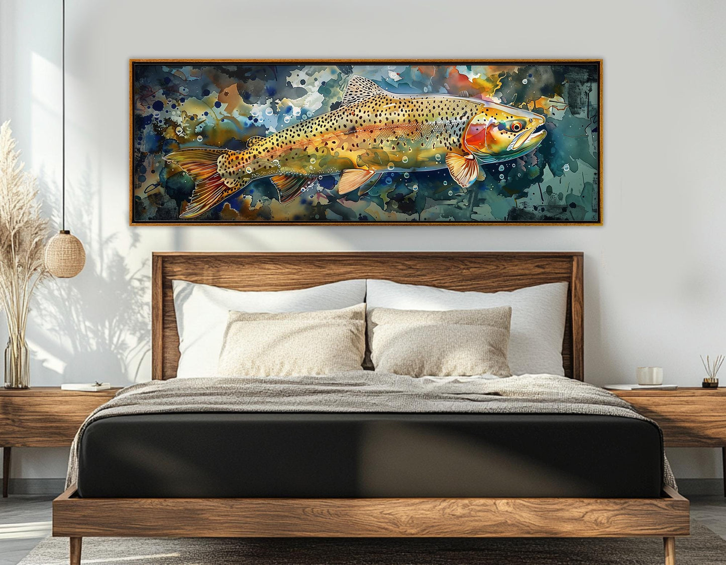 Rainbow Trout Canvas Print – Abstract Fish Canvas | Ready to Hang Fishing Wall Art