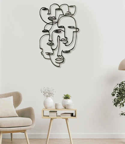 Women Faces Line Art Metal House Sign - 12 inches - metal sign