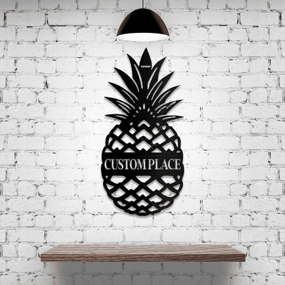 Hello Pineapple Front Door Sign Cut Metal Sign Metal House Sign - 12 inches - metal sign
