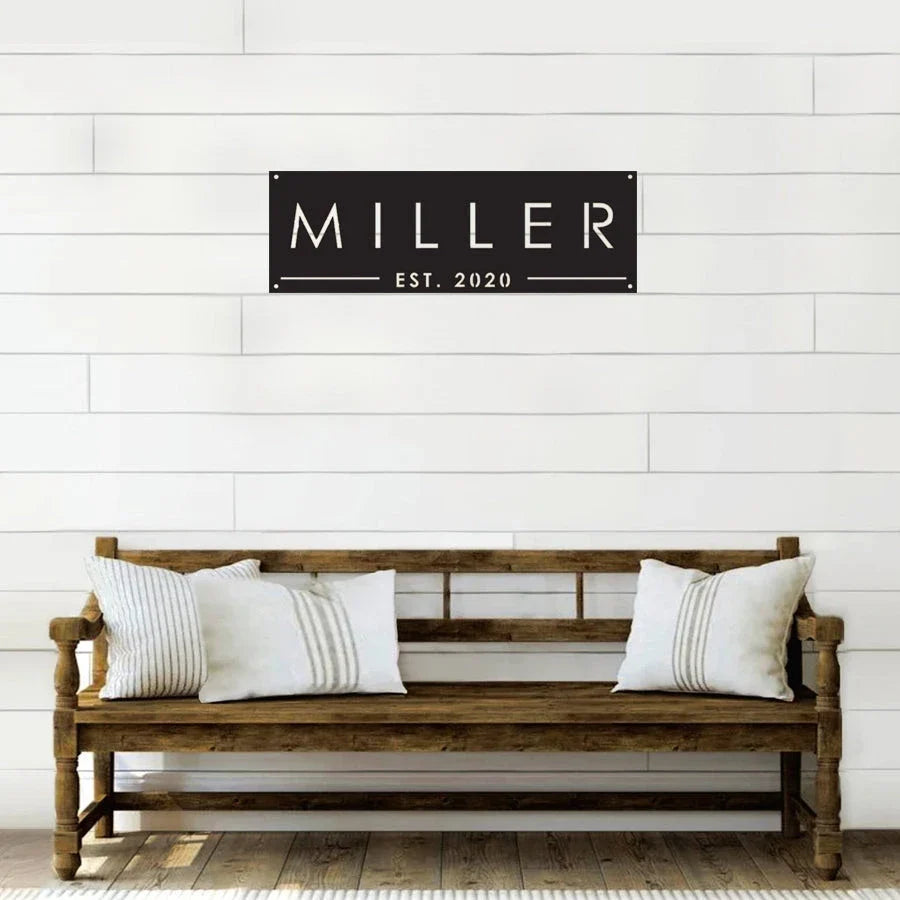 Family Name Est Metal Sign - 12 inches - metal sign