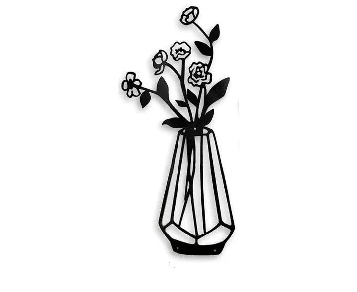 Metal Flowers Wall Decor Metal Wall Sculpture for Patio Balcony Black Metal Wall Decor Art for Living Room Bathroom Bedroom Dining Room - 12 inches - metal sign