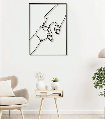 Father and Son Holding Hands Line Art Metal House Sign - 12 inches - metal sign