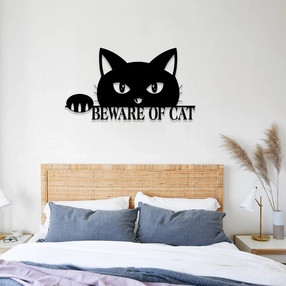 Beware Of Cat Funny Metal Sign, Wall Decor, Metal Laser Cut Metal Signs - 12 inches - metal sign