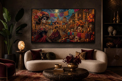 Day of the Dead Painting - Catrina Wall Art Canvas Print | Vibrant Mexican Folk Decor
