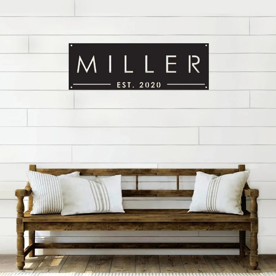 Family Name Est Metal Sign - 14 inches - metal sign