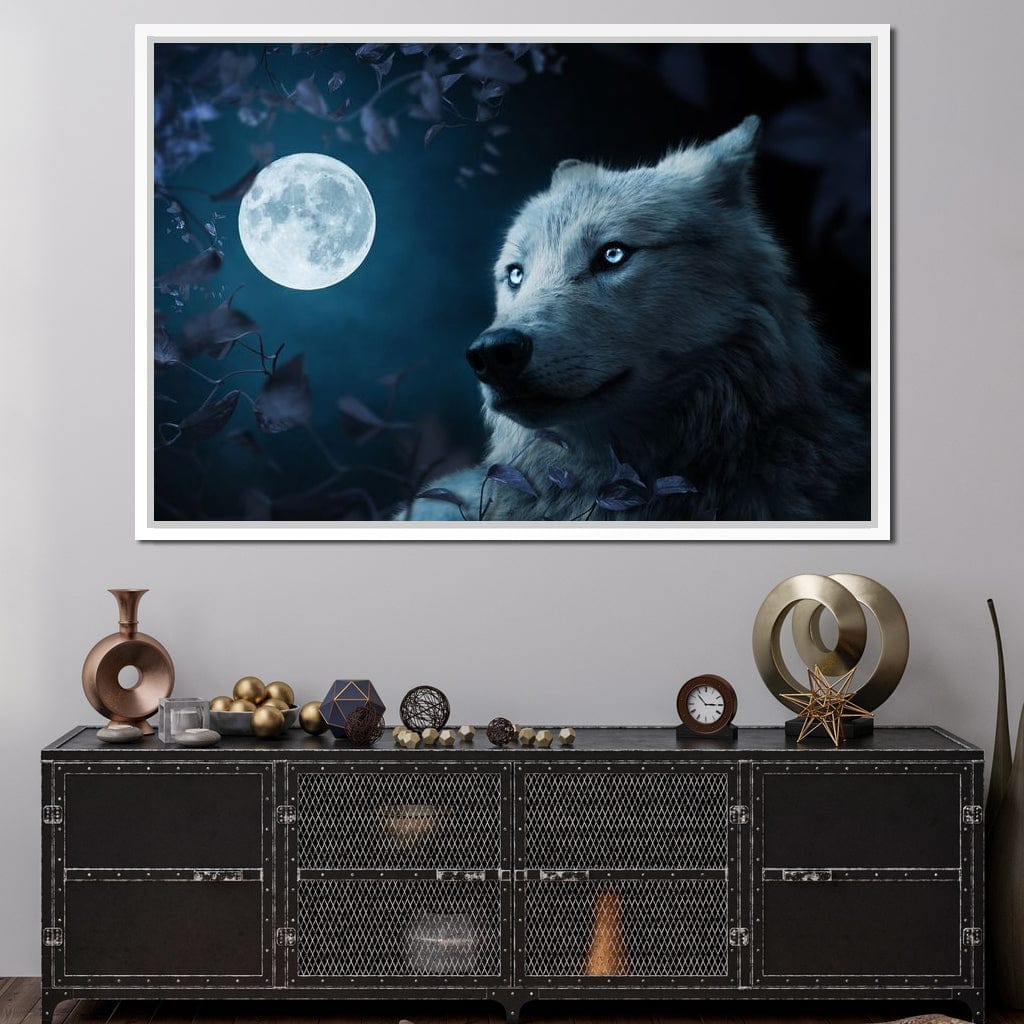 Wolf Full Moon Canvas Wall Art