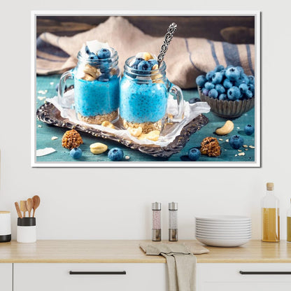 Chia Seeds & Blueberries Pudding Canvas Wall Art