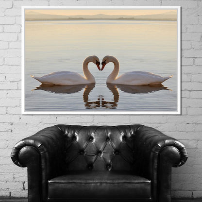 Swans On The Lake Canvas Wall Art