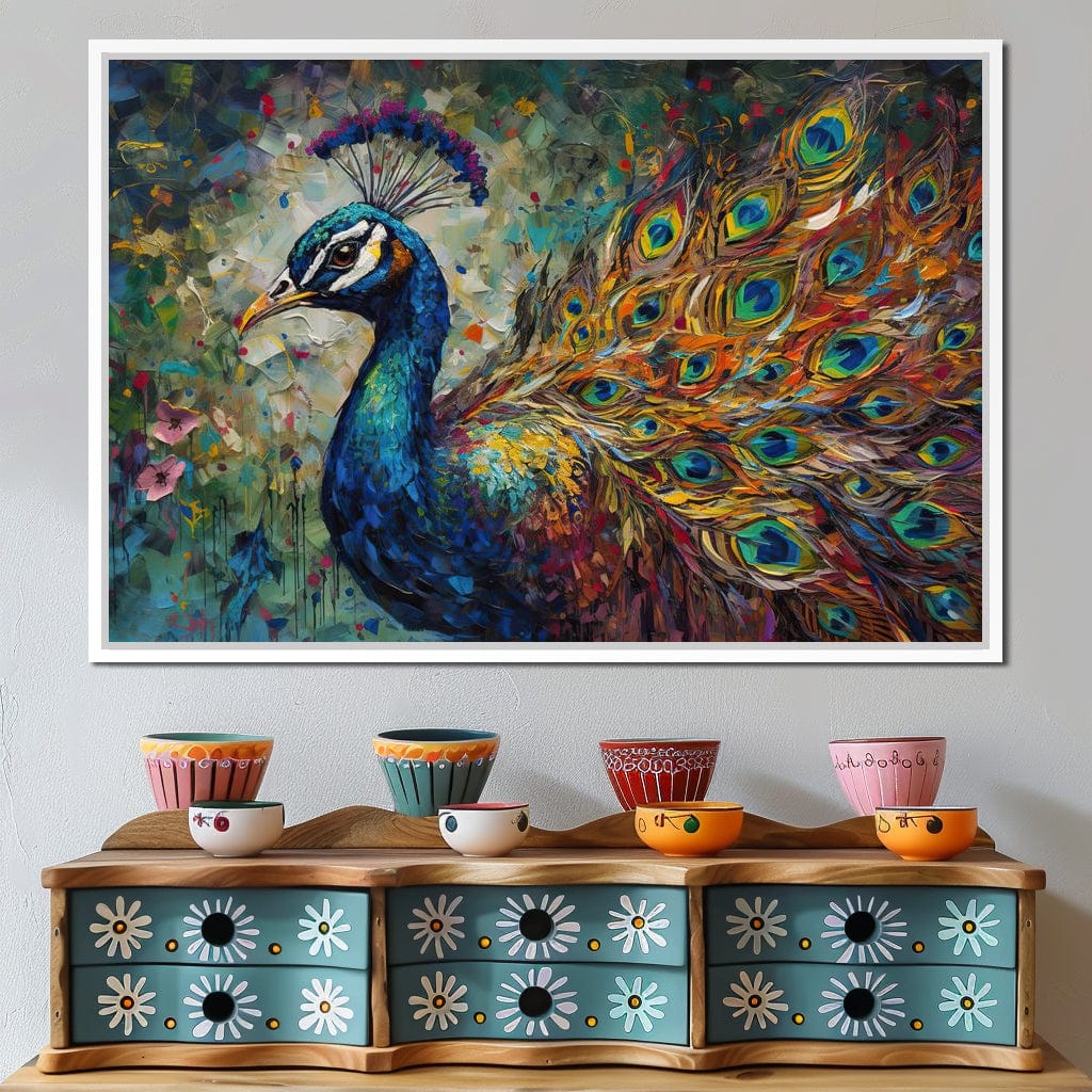 Celestial Peacock Canvas Wall Art