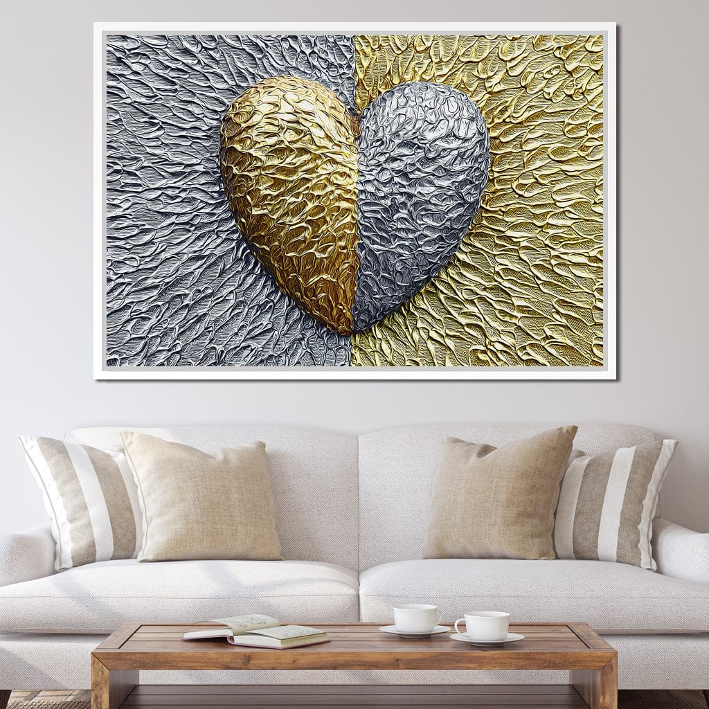 Due Color Heart Canvas Wall Art
