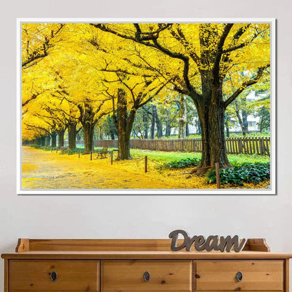 Yellow Ginkgo Trees Canvas Wall Art