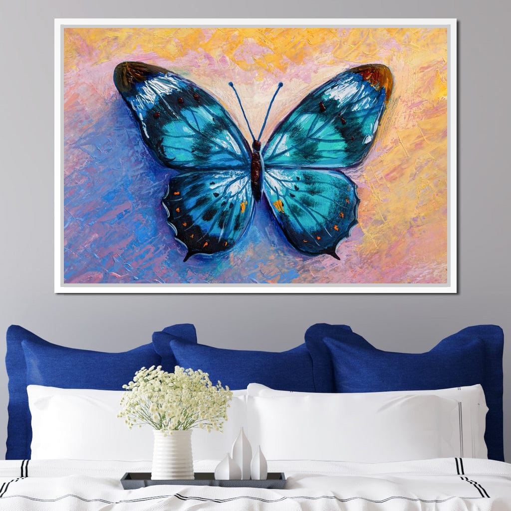 Light Blue Butterfly Canvas Wall Art