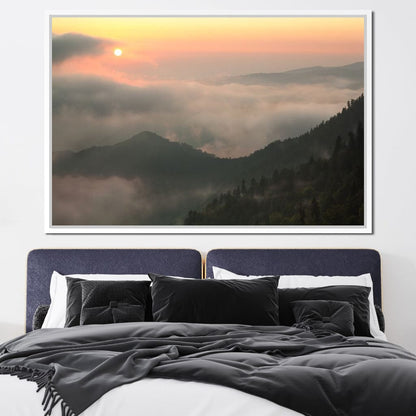 Fog over the Forest Canvas Wall Art