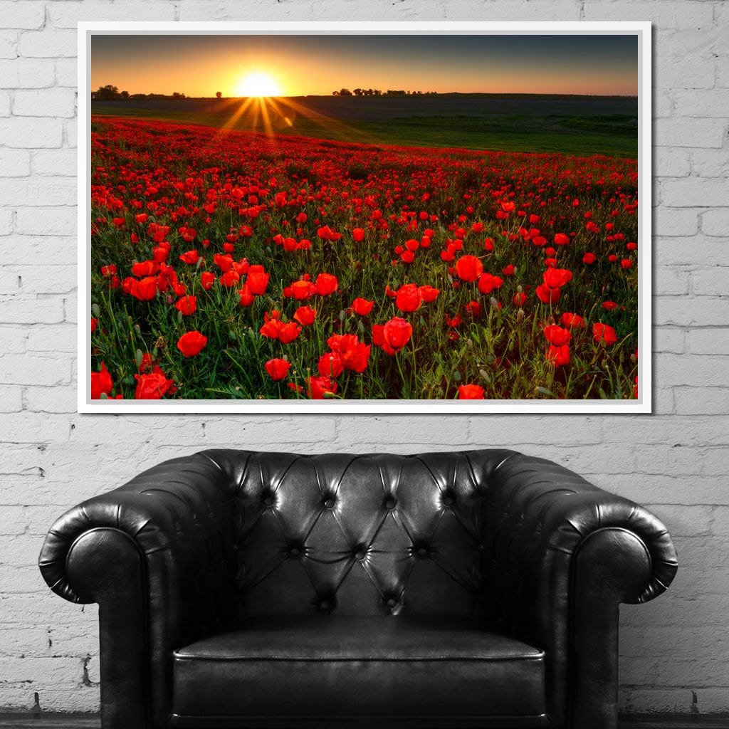 Red Poppies Field Canvas Wall Art