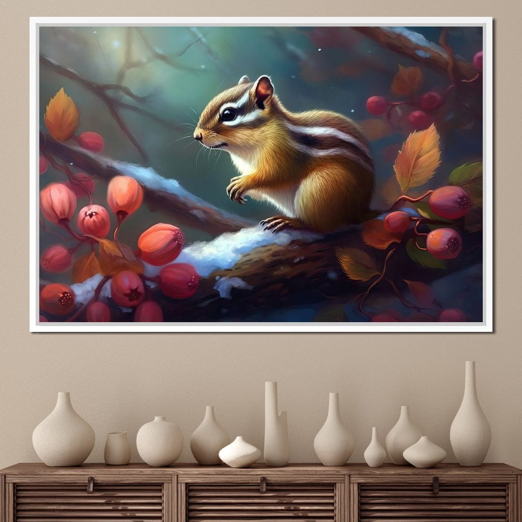 Winter Chipmunk Canvas Wall Art