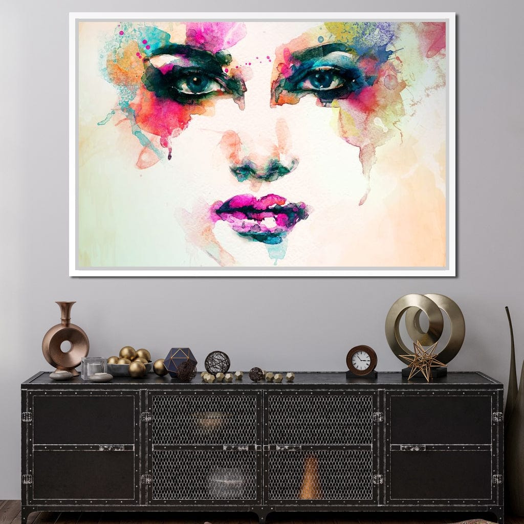 Watercolor Abstract Woman Portrait Canvas Wall Art