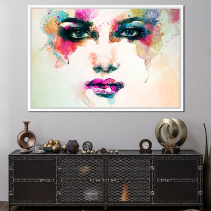 Watercolor Abstract Woman Portrait Canvas Wall Art