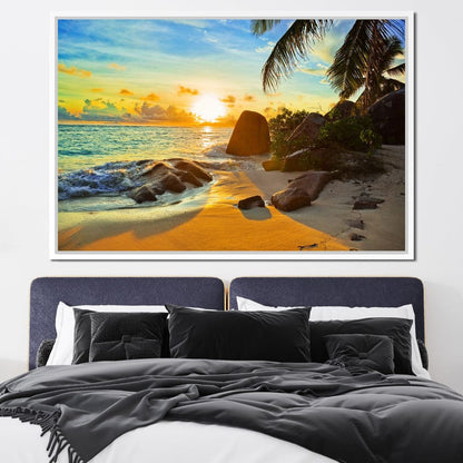 Natural Beach Sunset Canvas Wall Art